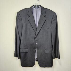 Burberry London Men Wool Blazer Suit Jacket 42R Gray Herringbone Designer London